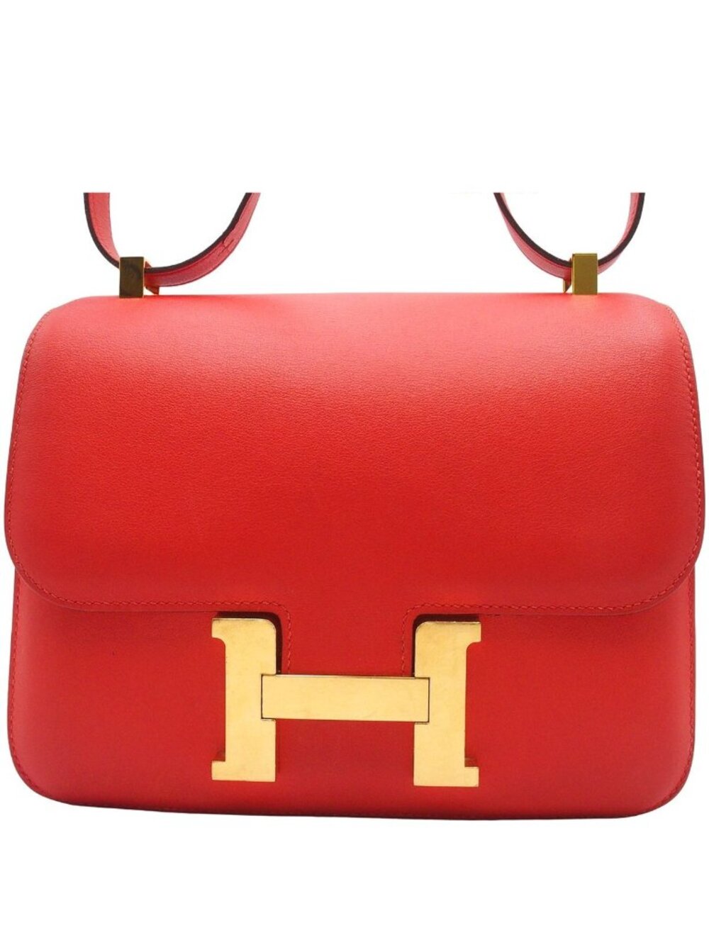 Hermes Constance 24 Vermilion Gold Tadelakt Shoulder Bag